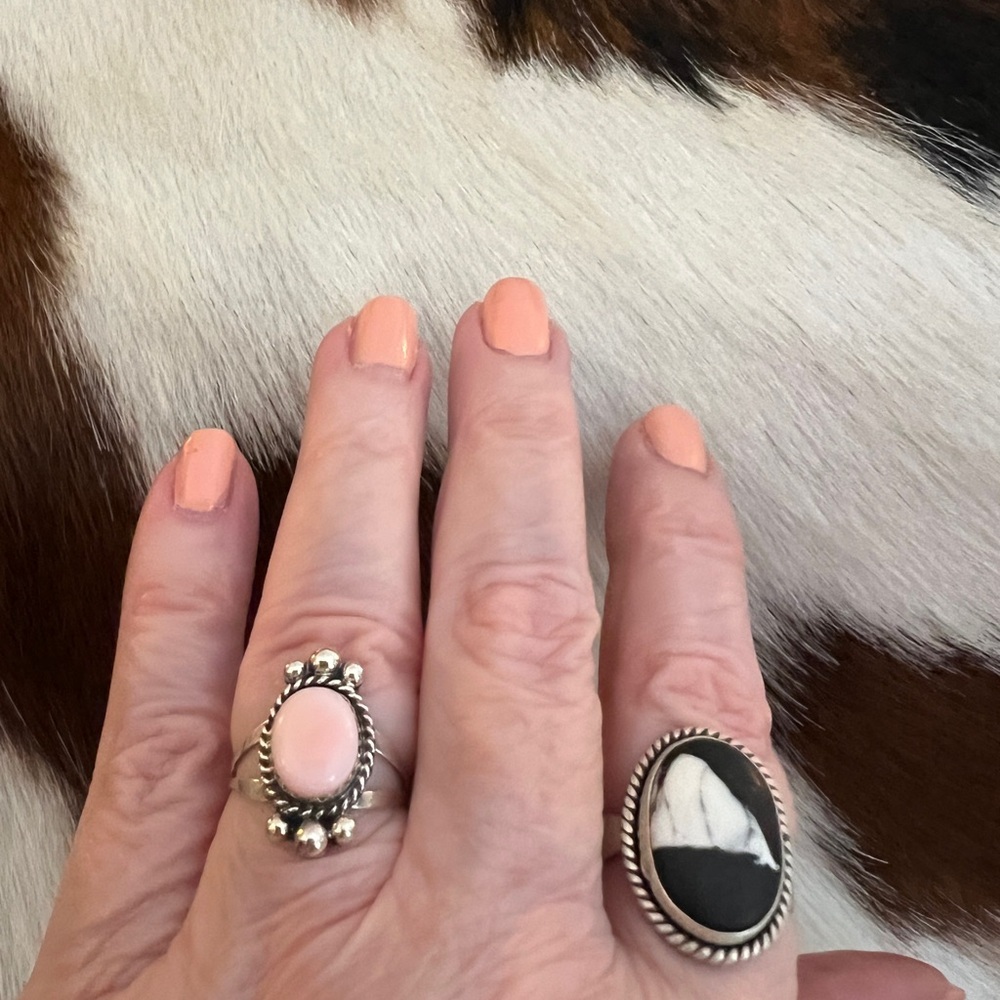 ❤️ Native American Robinson Martinez Queen Pink Conch Sterling Ring Size 6 - Picture 4 of 14